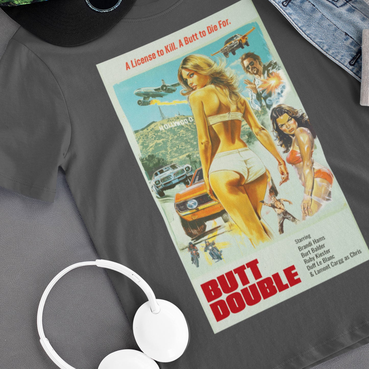 Butt Double 70s Exploitation Poster T-Shirt