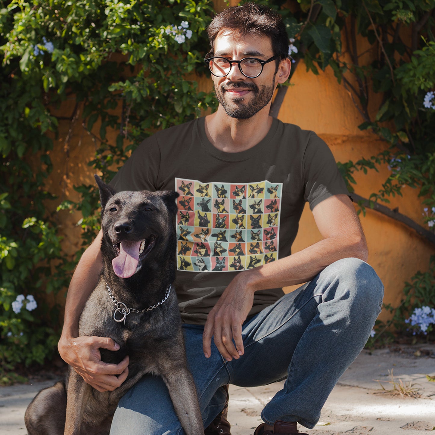 German Shepherd Dog Patrick Nagel-Inspired T-Shirt