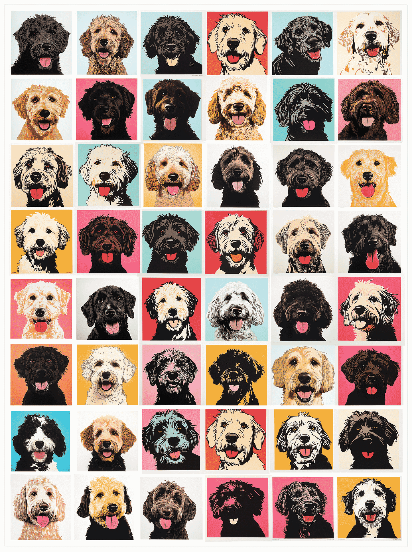 Mega Doodle Dogs Nagel/Warhol-Inspired T-Shirt