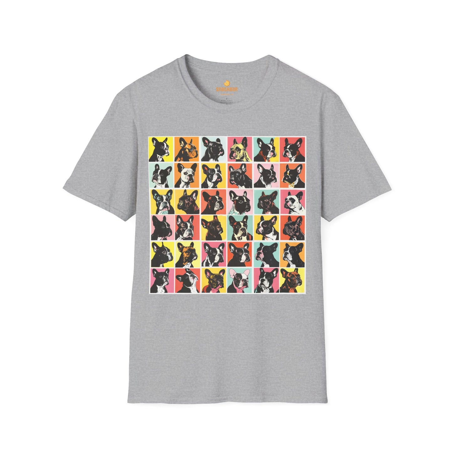 Patrick Nagel-Inspired Frenchie Squares T-Shirt