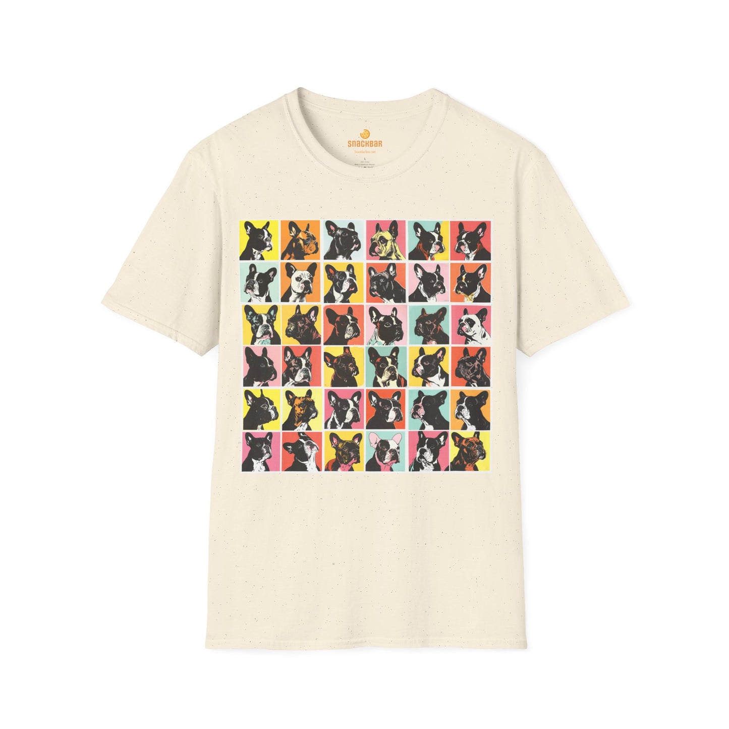 Patrick Nagel-Inspired Frenchie Squares T-Shirt