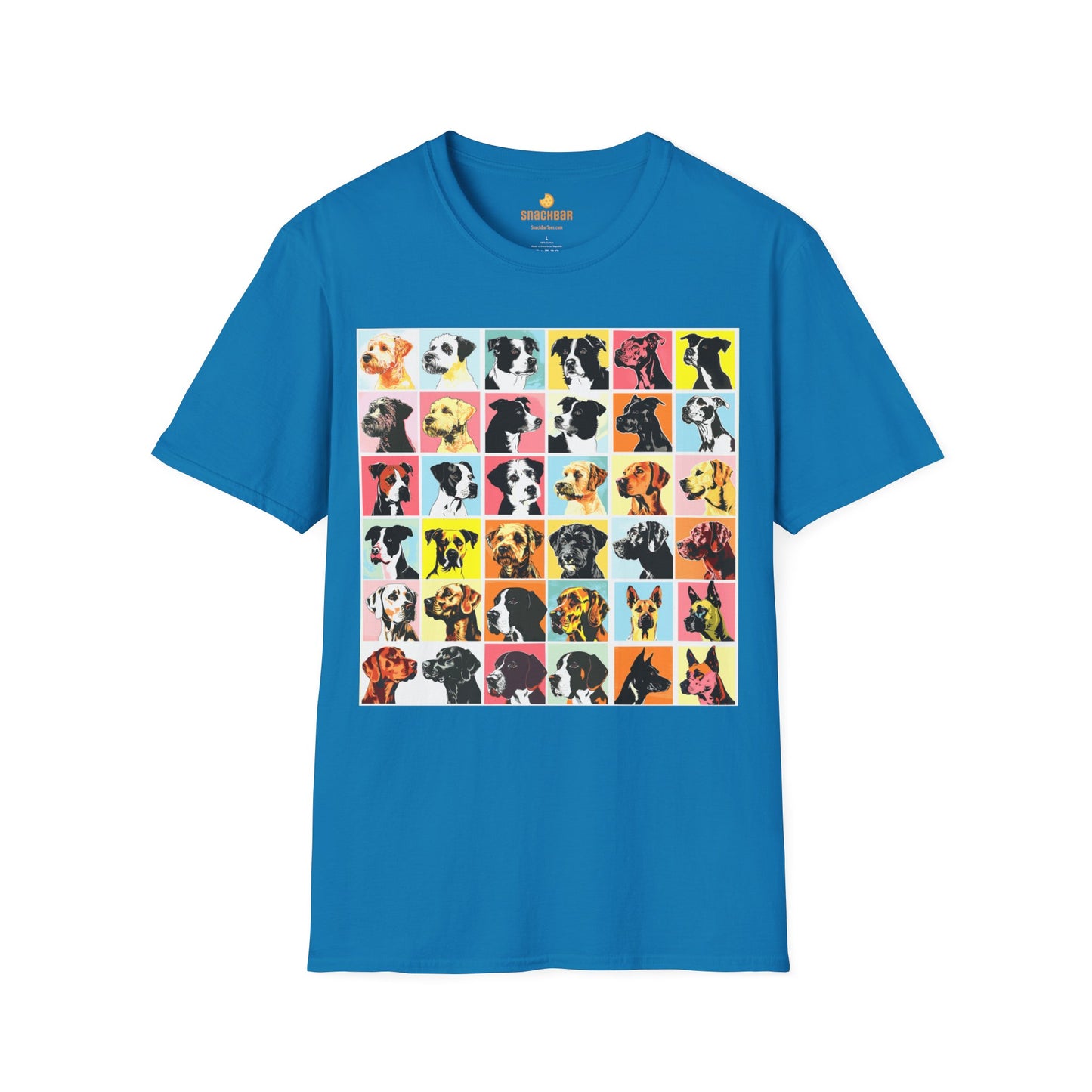 Patrick Nagel-Inspired Multi Dog Squares T-Shirt