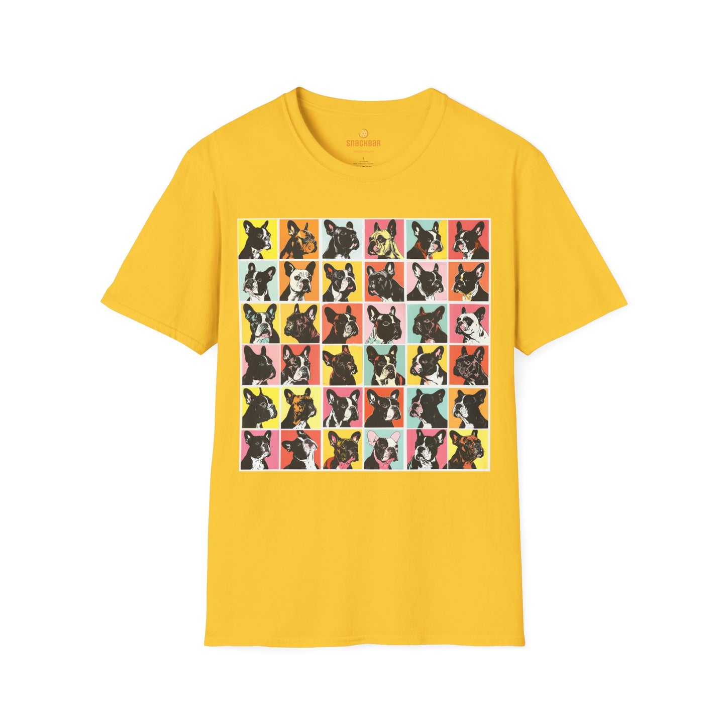 Patrick Nagel-Inspired Frenchie Squares T-Shirt