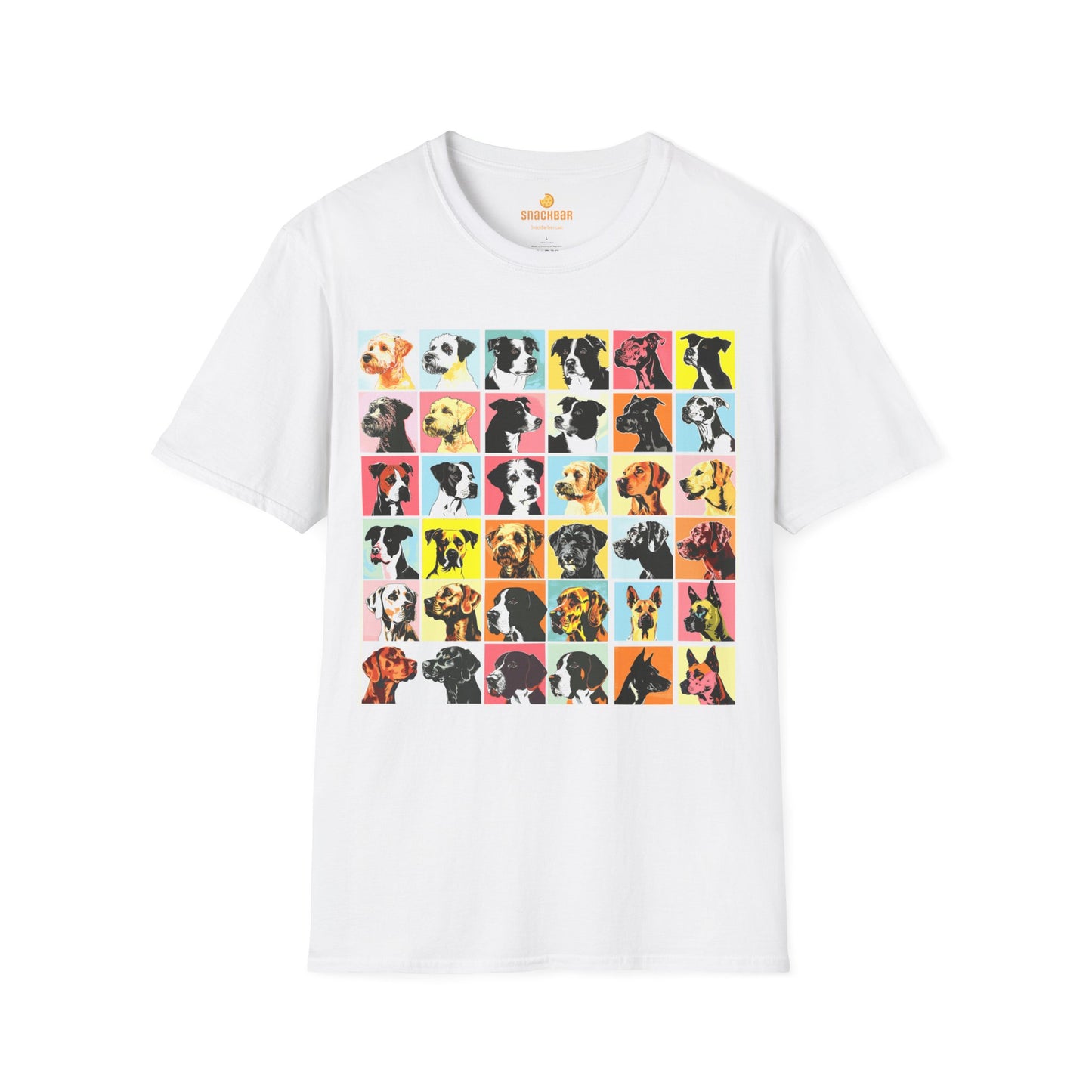 Patrick Nagel-Inspired Multi Dog Squares T-Shirt