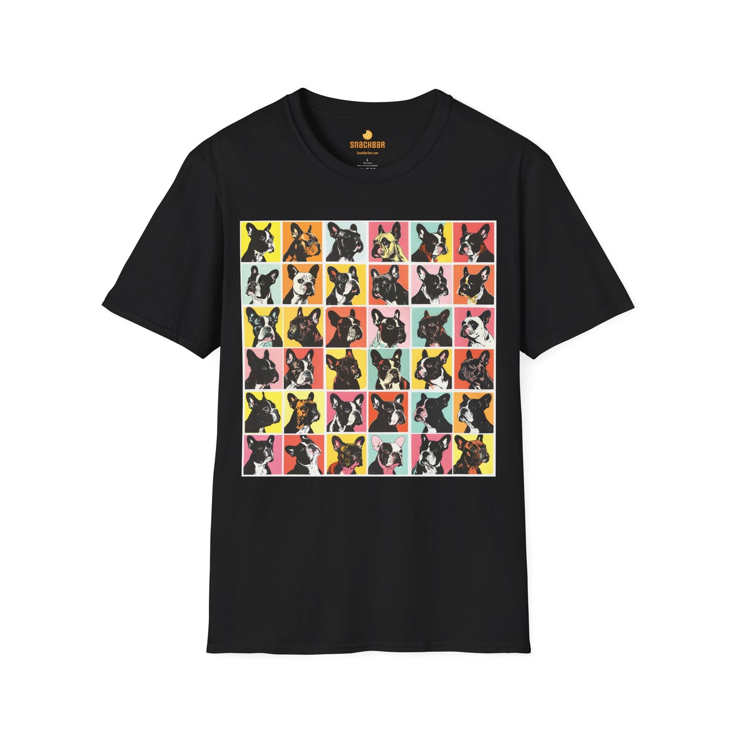 Patrick Nagel-Inspired Frenchie Squares T-Shirt