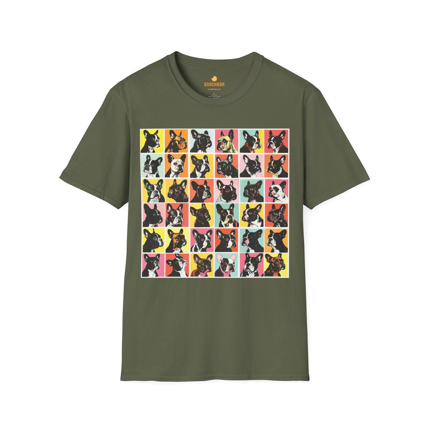 Patrick Nagel-Inspired Frenchie Squares T-Shirt