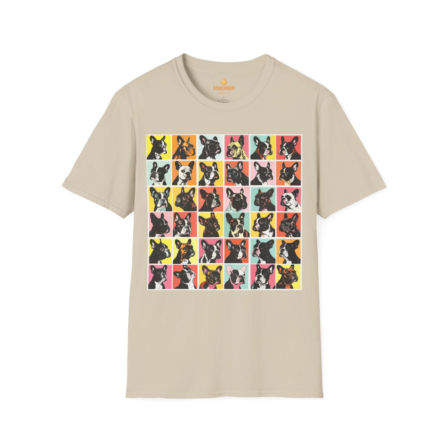 Patrick Nagel-Inspired Frenchie Squares T-Shirt