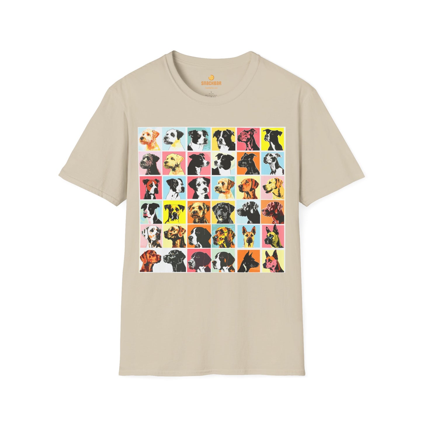 Patrick Nagel-Inspired Multi Dog Squares T-Shirt