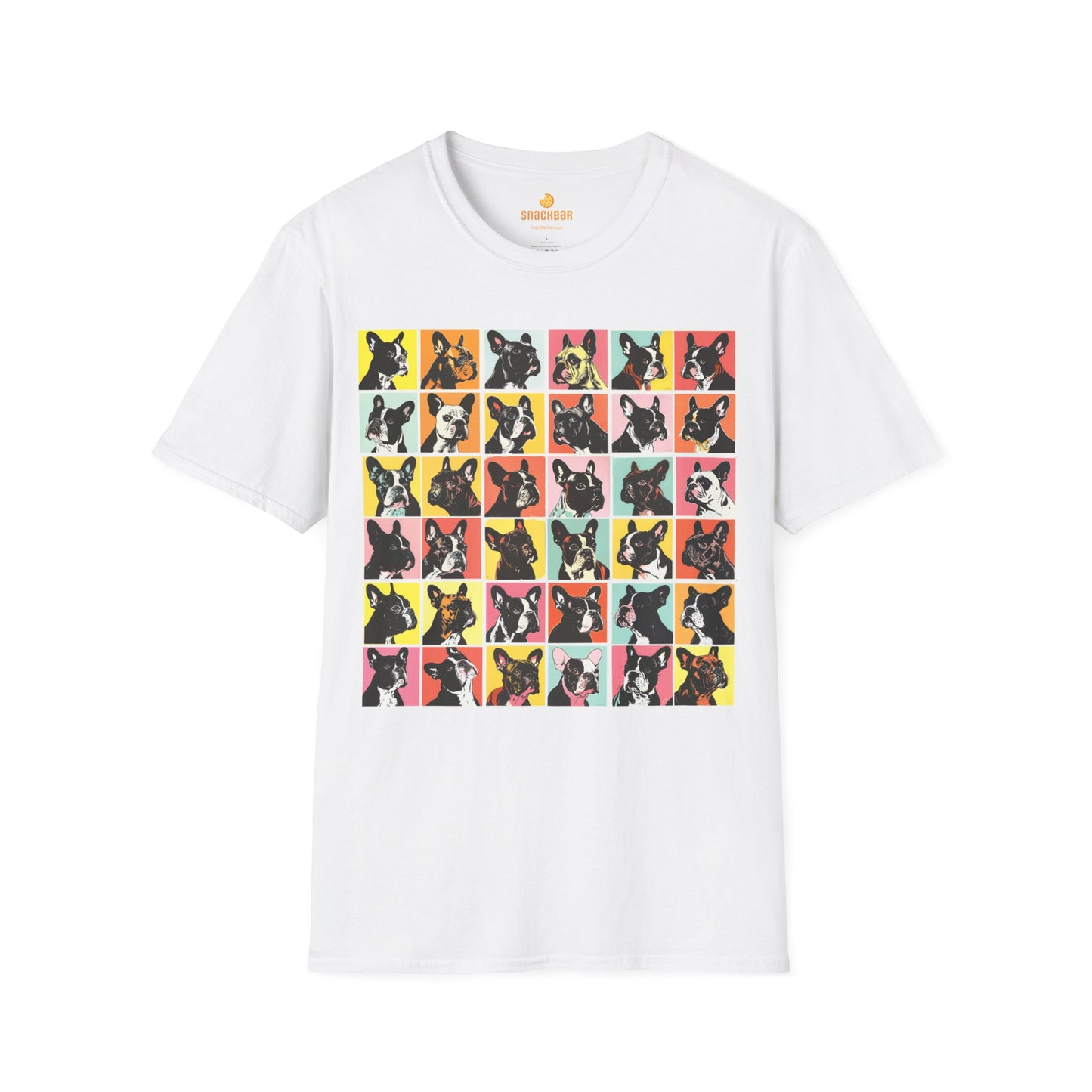 Patrick Nagel-Inspired Frenchie Squares T-Shirt