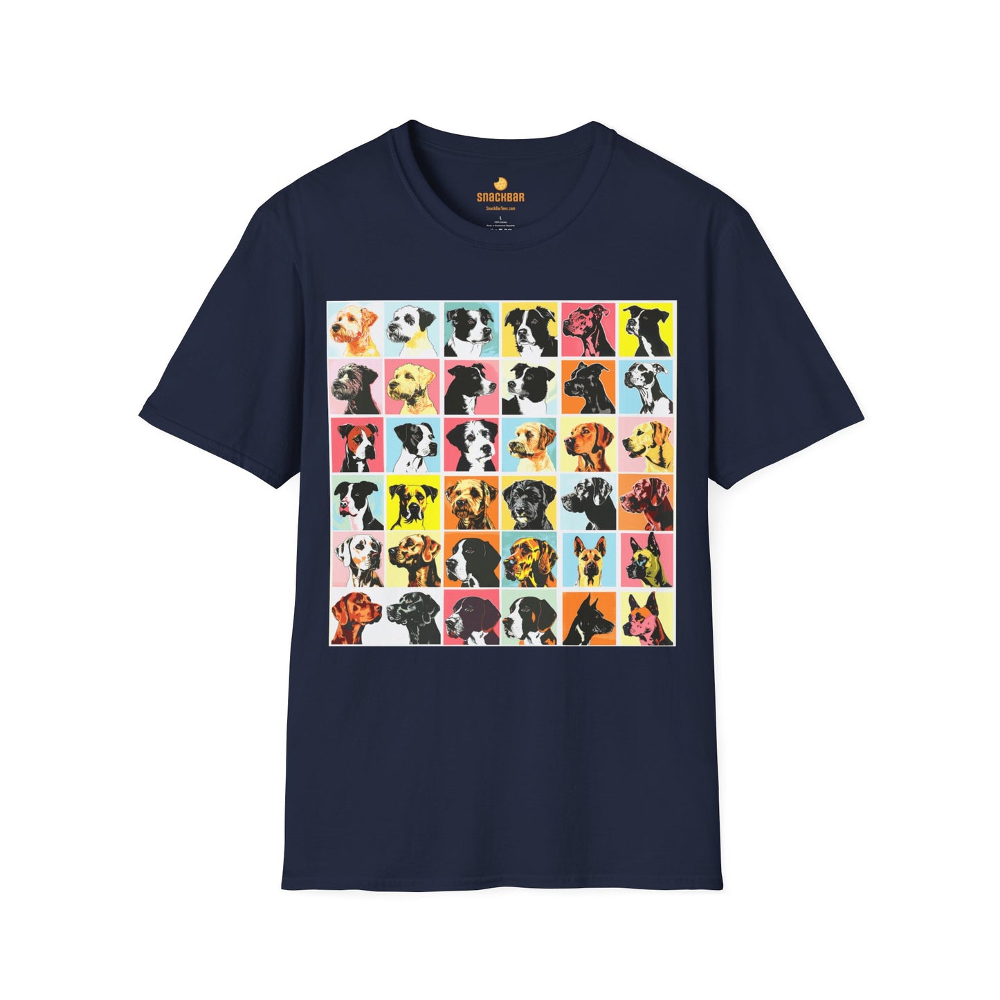 Patrick Nagel-Inspired Multi Dog Squares T-Shirt