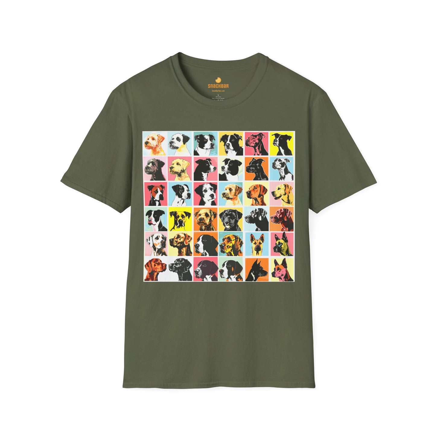 Patrick Nagel-Inspired Multi Dog Squares T-Shirt