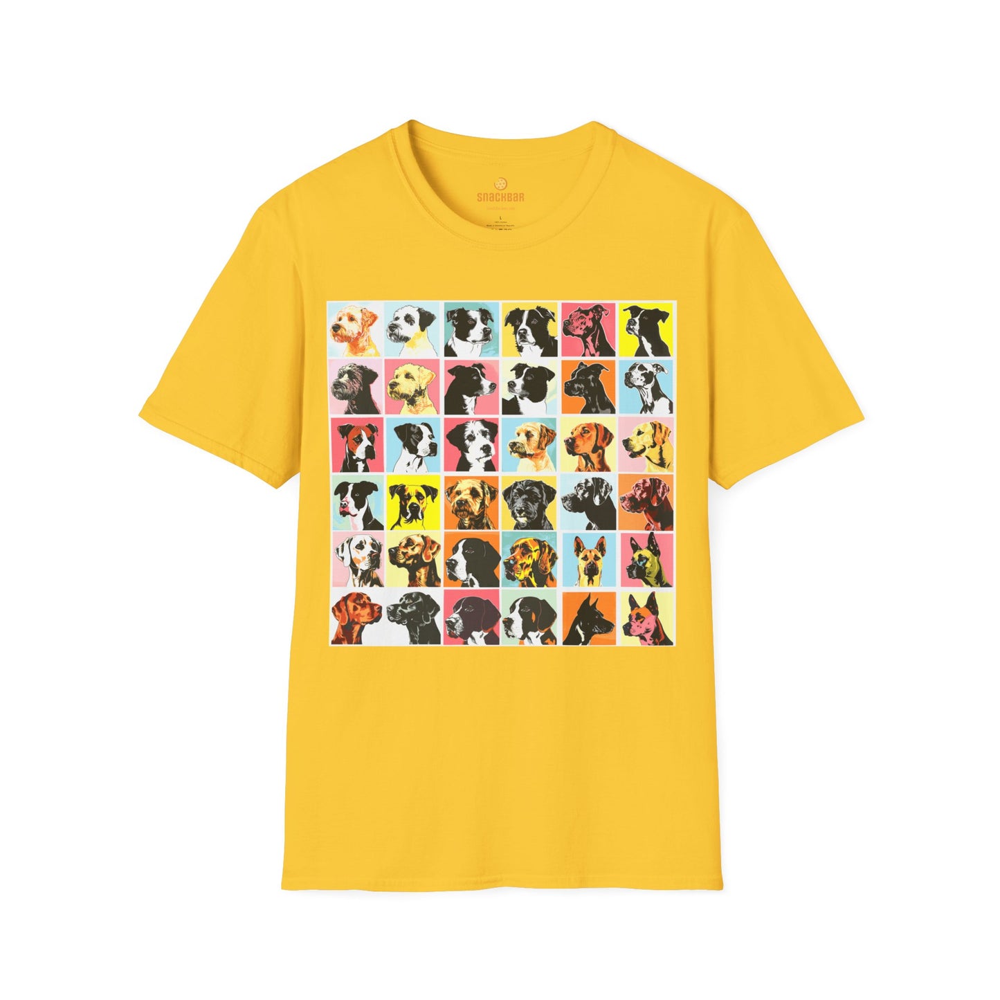 Patrick Nagel-Inspired Multi Dog Squares T-Shirt