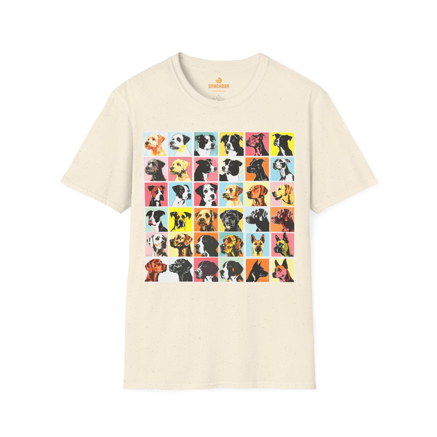 Patrick Nagel-Inspired Multi Dog Squares T-Shirt