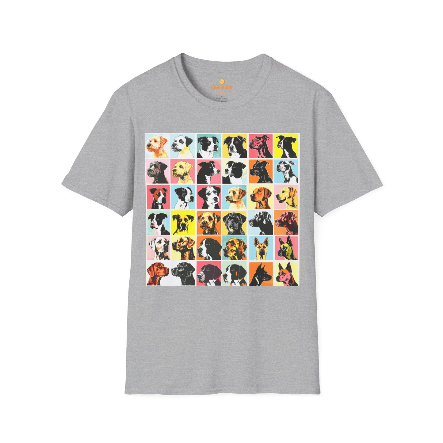 Patrick Nagel-Inspired Multi Dog Squares T-Shirt